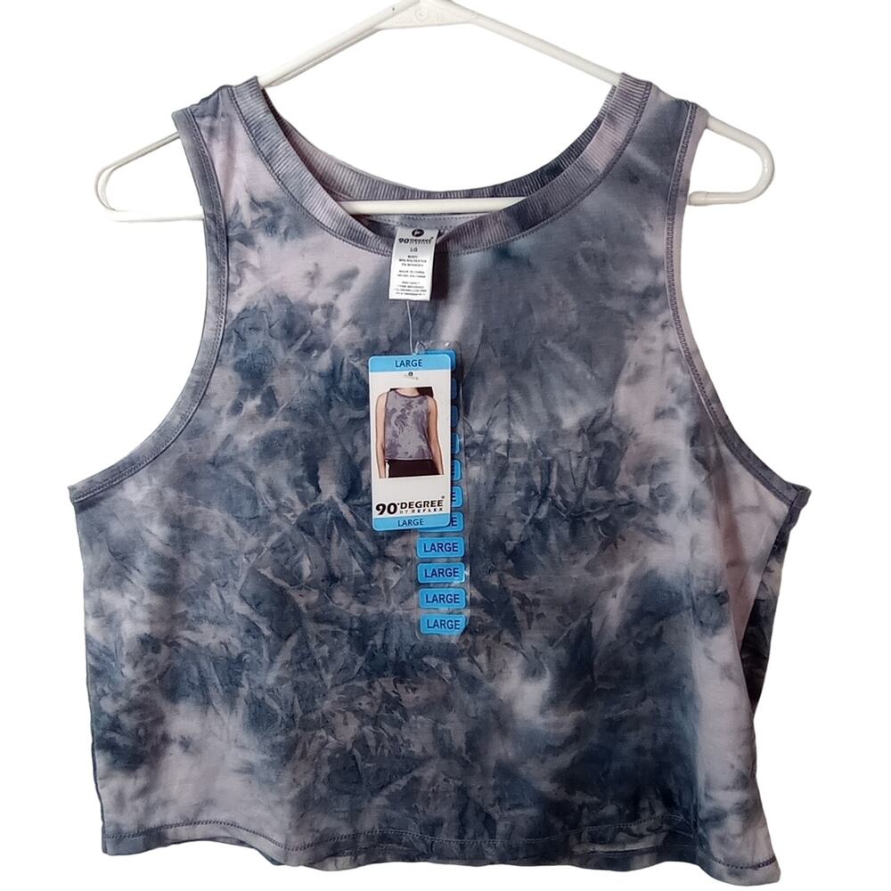 90 Degree By Reflex Mellow Pink Tie Dye Cropped Muscle Tank Large